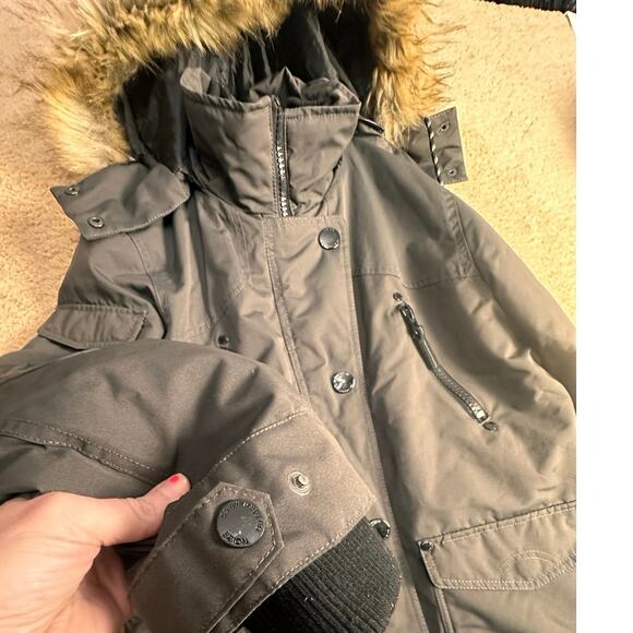 Noize Gray Ella Parka Winter Faux Fur Detachable Hood Jacket Women Sz L Ski Snow - Picture 8 of 16